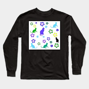 Kitty Cats and Flowers-  Gifts Cat Lovers Long Sleeve T-Shirt